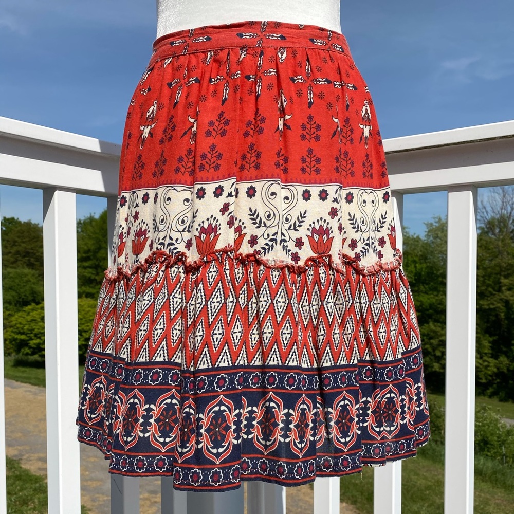 Shrinking Violet Southwestern A-Line Tiered Skirt - Picture 1 of 15